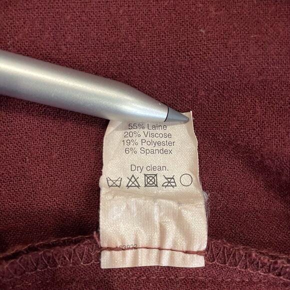 J.Crew Minnie Wool Pants Bi Stretch Slacks Date Valentines Cabernet Dark Red 8 - Picture 10 of 10